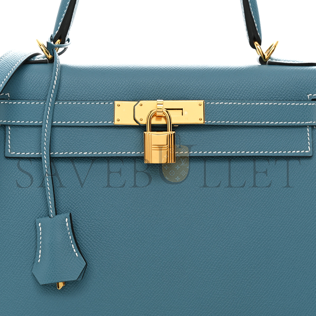 HERMÈS EPSOM KELLY SELLIER 28 NEW BLUE JEAN (28*22*10cm)